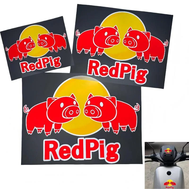 

Helmet Top Tube Decals Cycling Team Sticker Bike Head Tube Funny Stickers Red Pig Decorative Decals For Bike Handlebar
