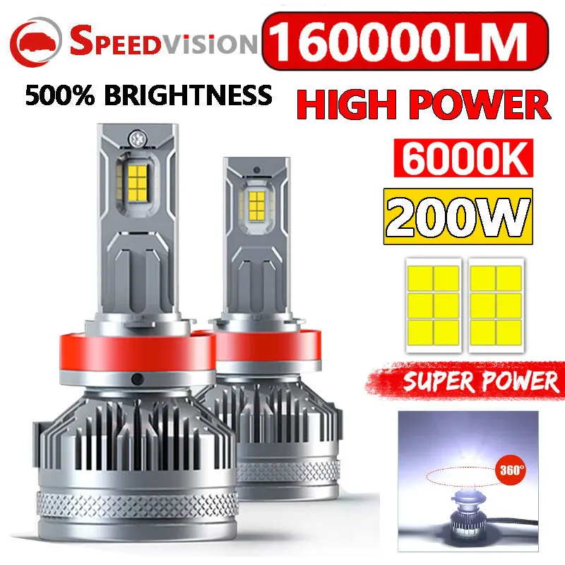 

H4 H7 Led Car Headlight Bulbs Canbus H1 H8 H9 H11 9005 HB3 HB4 9006 9012 Lamp 160000LM 200W Auto Turbo LED Fog light 6000K 12V