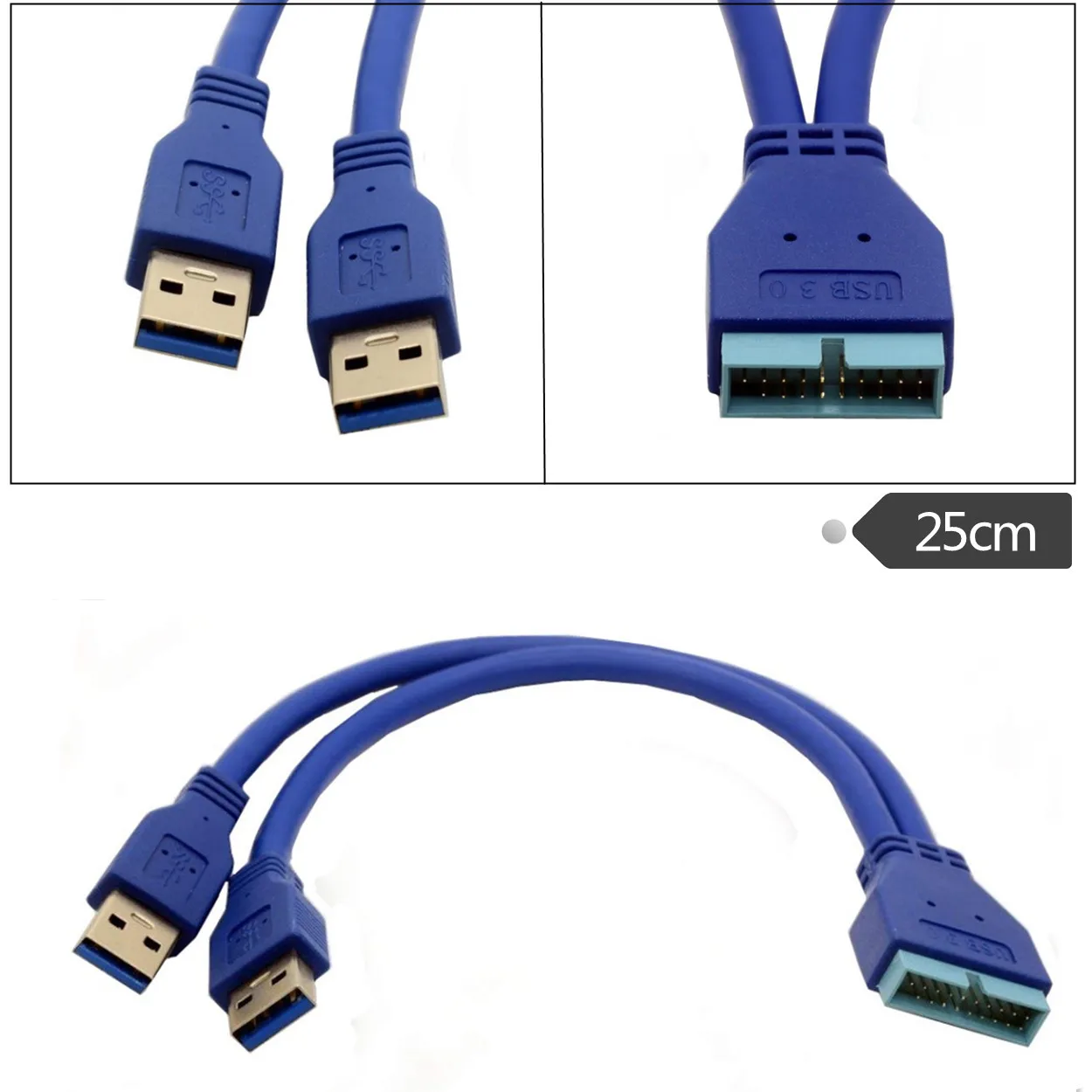 

USB 3.0 data cable 2AM-20PIN high-speed adapter cable reverse expansion 20P interface 0.25 meters