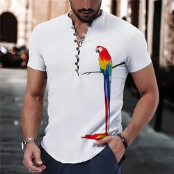 2023 Short Sleeve Men'S Shirt 3d Fashion Print Oversized Summer Casual Stand Up Collar Shirt Streetwear Men'S Clothing Tops 3XL