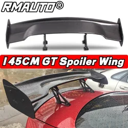 Real Carbon Fiber 145cm GT Spoiler Universal Racing Rear Tail Trunk Wing Spoiler Aluminum Bracket For BMW For Subaru Body Kit