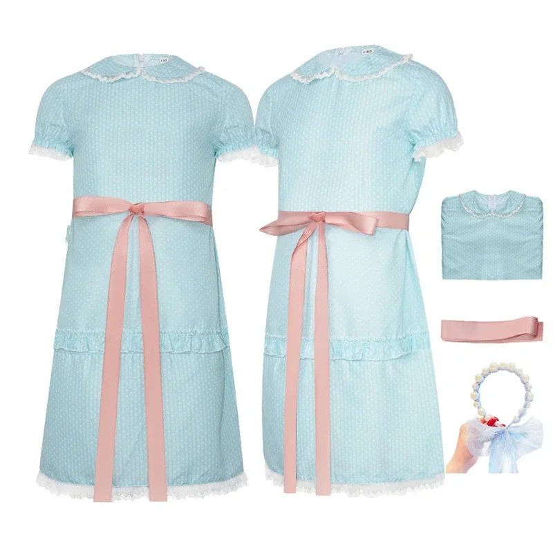 Sn66 filme o brilhante cosplay traje grady gêmeos disfarce vestido azul para meninas roupas de festa de carnaval de halloween row & c @