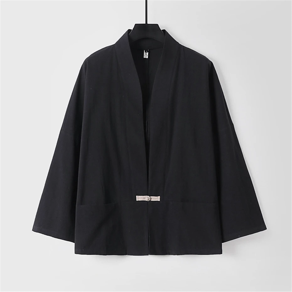 Camicie di lino da uomo 9XL Camicie kimono taglie forti Giacca cardigan estiva Moda Camicie casual in tinta unita Taglia grande 9XL