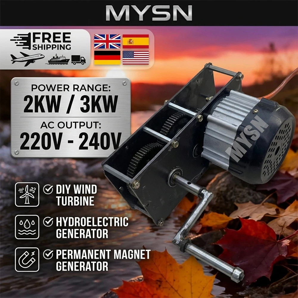 3000W 2000W DIY Hand-cranked Permanent Magnet Generator 240V 230V for Modified Wind Turbine and Hydroelectric Generators 220V