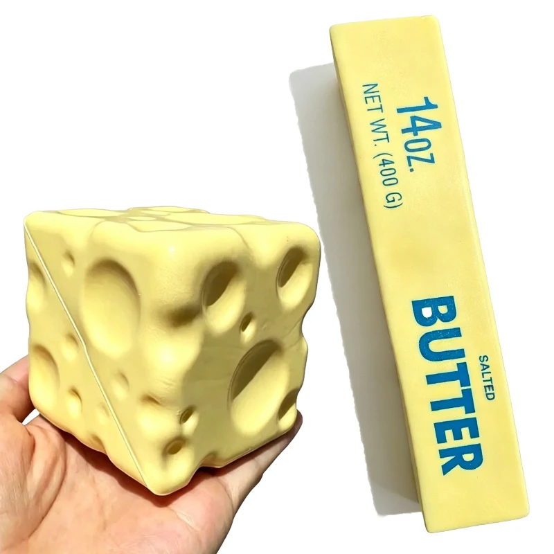 2026 New Cheese Cube Stress Ball Big Cheese Shapeable Squeeze Ball Non-Bounce Fidget Toy ASMR Sensory Anti-Stress Festival Gift