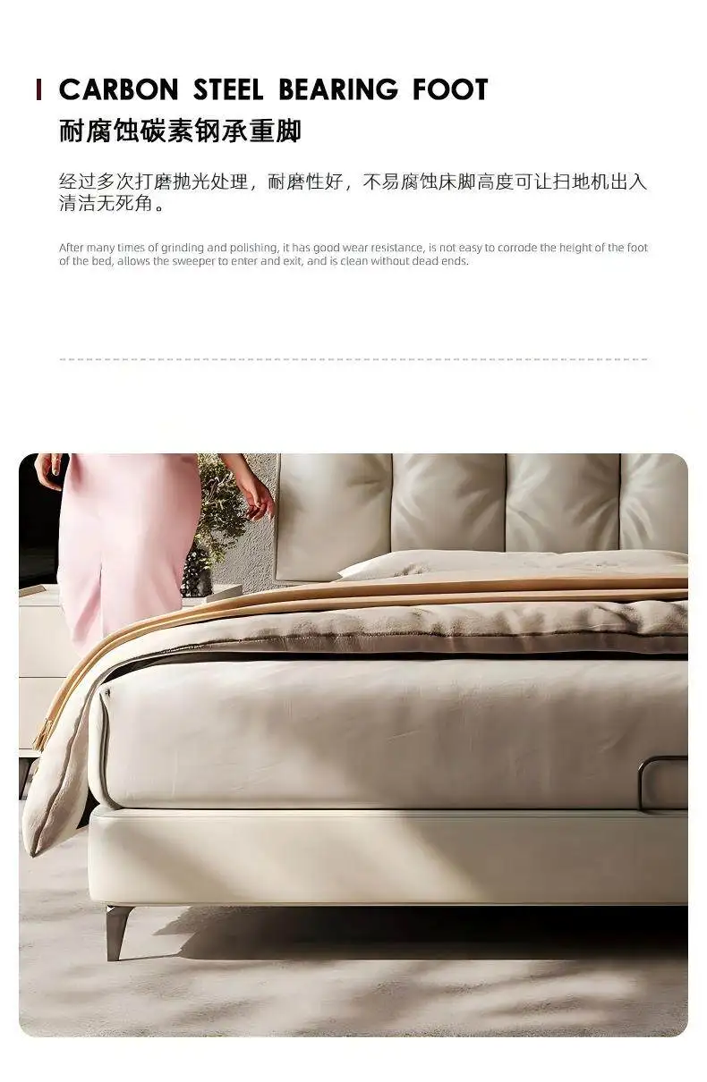 200x220cm Kingsize-Betten und Doppelbettrahmen, luxuriöses Queen-Bett für 2 Personen, Kopfteil, Hauptschlafzimmer, Hotelmöbel – Detail 33