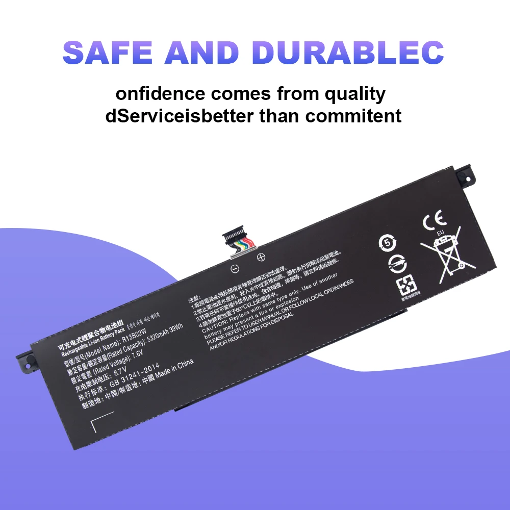 Baterai R13B01W R13B02W untuk Xiaomi Mi Air 13.3 "Seri Tablet PC 39WH 36 Bulan Garansi Gratis