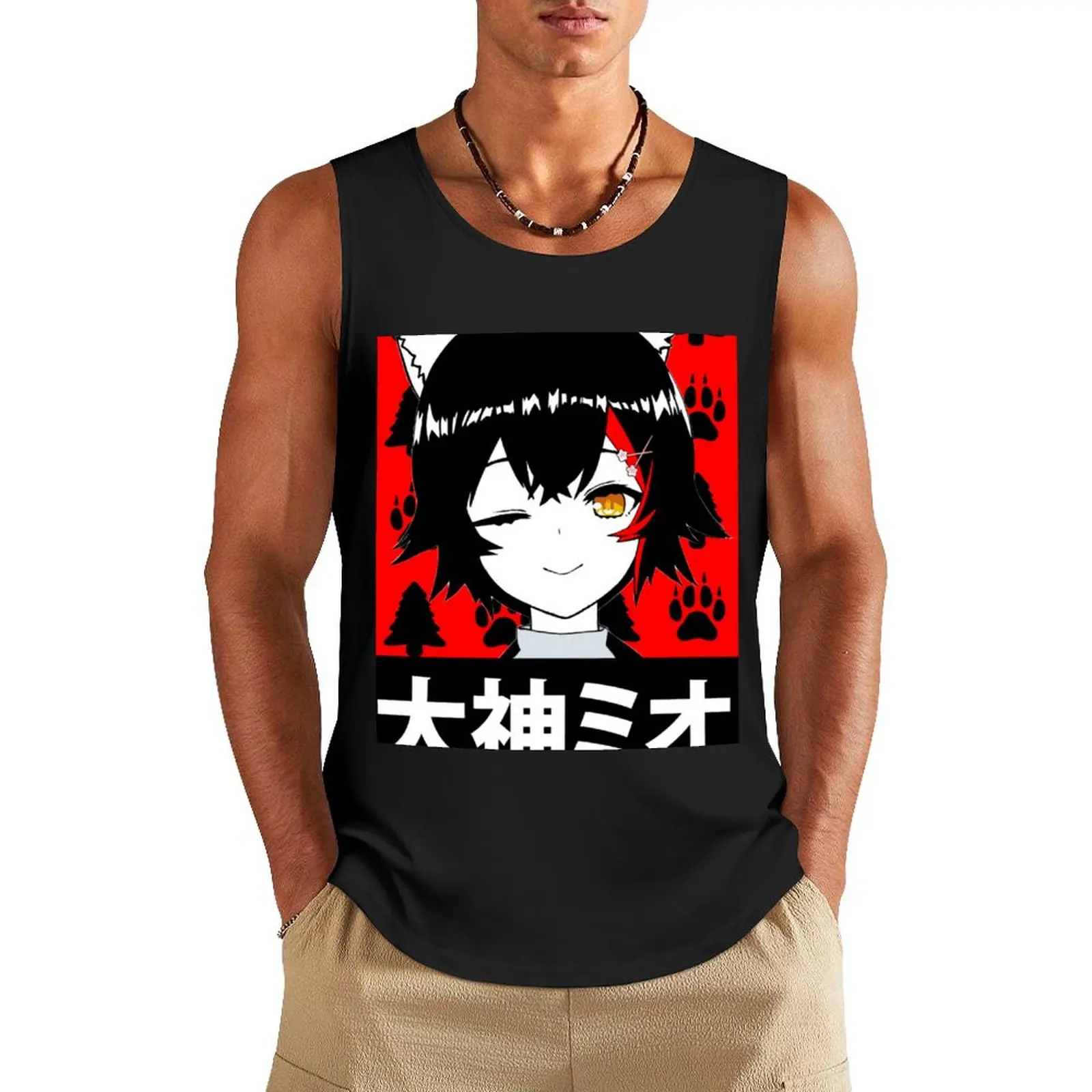 Hololive Ookami Mio Short Hair Tank Top Man sleeveless shirt Men's clothes Men's summer clothes man vest