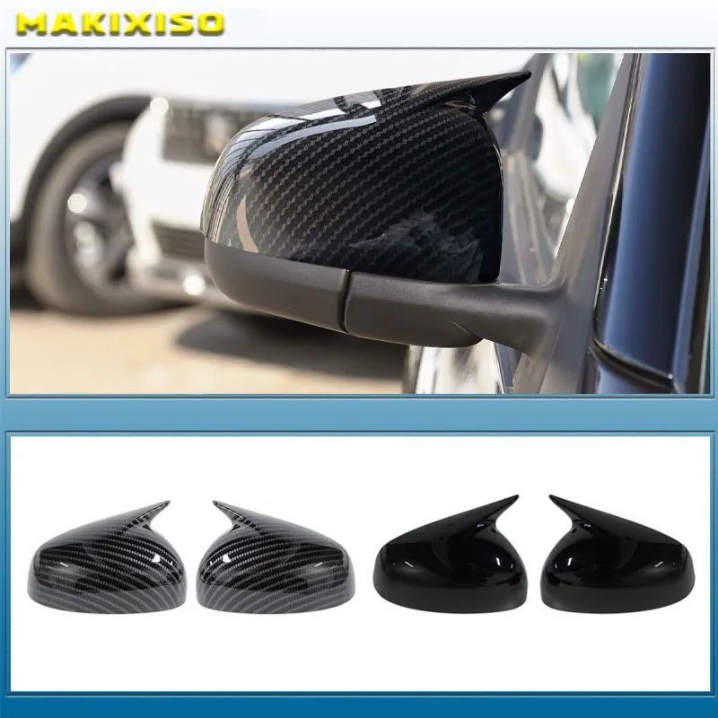

For Mercedes Benz Smart Fortwo W453 2015-2024 2x Car Sticker Rearview Side Mirror Cover Wing Cap Glossy black carbon fiber style