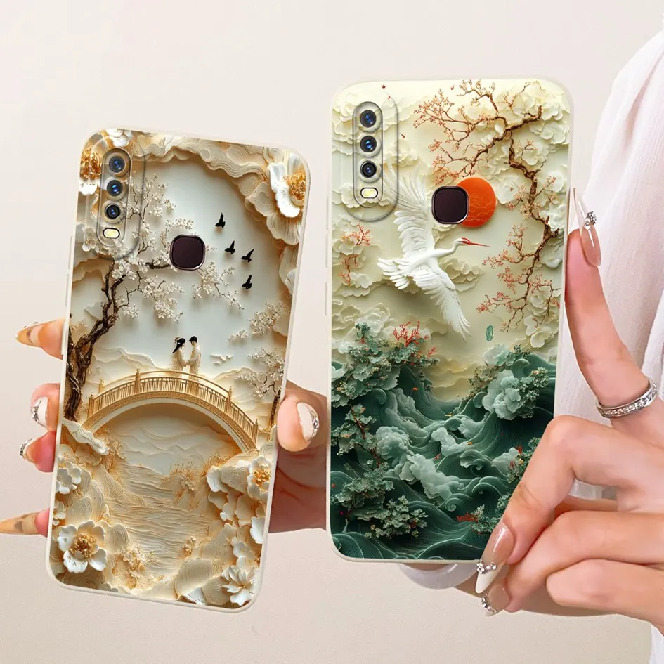 ل Vivo Y11 2019 حافظة 1906 غطاء حماية الكاميرا موضة رسمت لينة سيليكون الخلفي شل ل Vivo Y12 Y12i Y15 Y17 Funda جديد