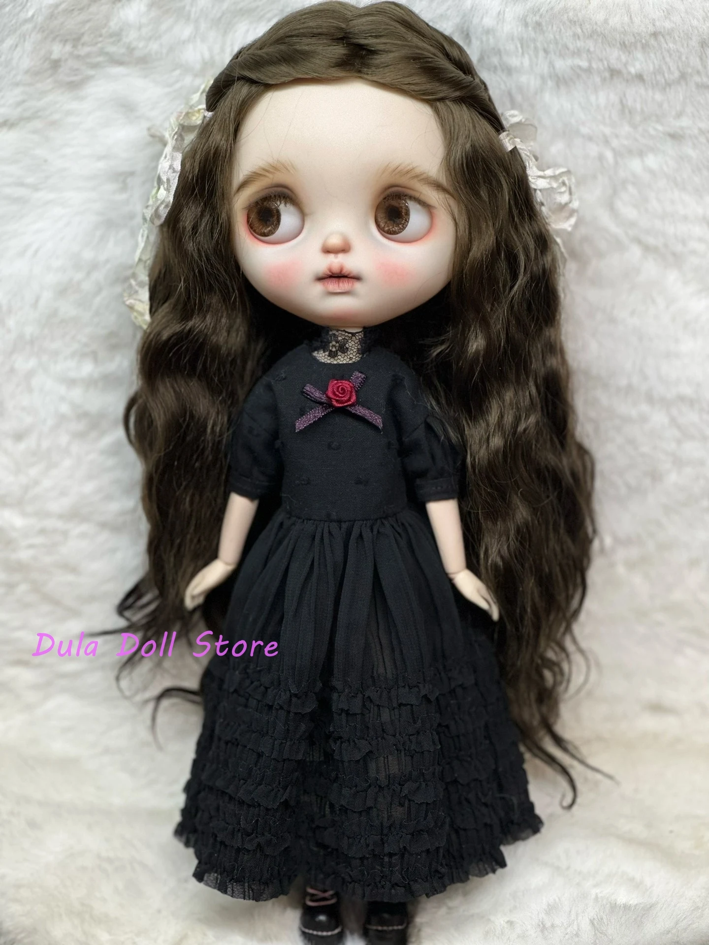 

NEW Dula Doll Clothes Dress Black dress with red roses Blythe ob24 ob22 Azone Licca ICY JerryB 1/6 Doll Accessories
