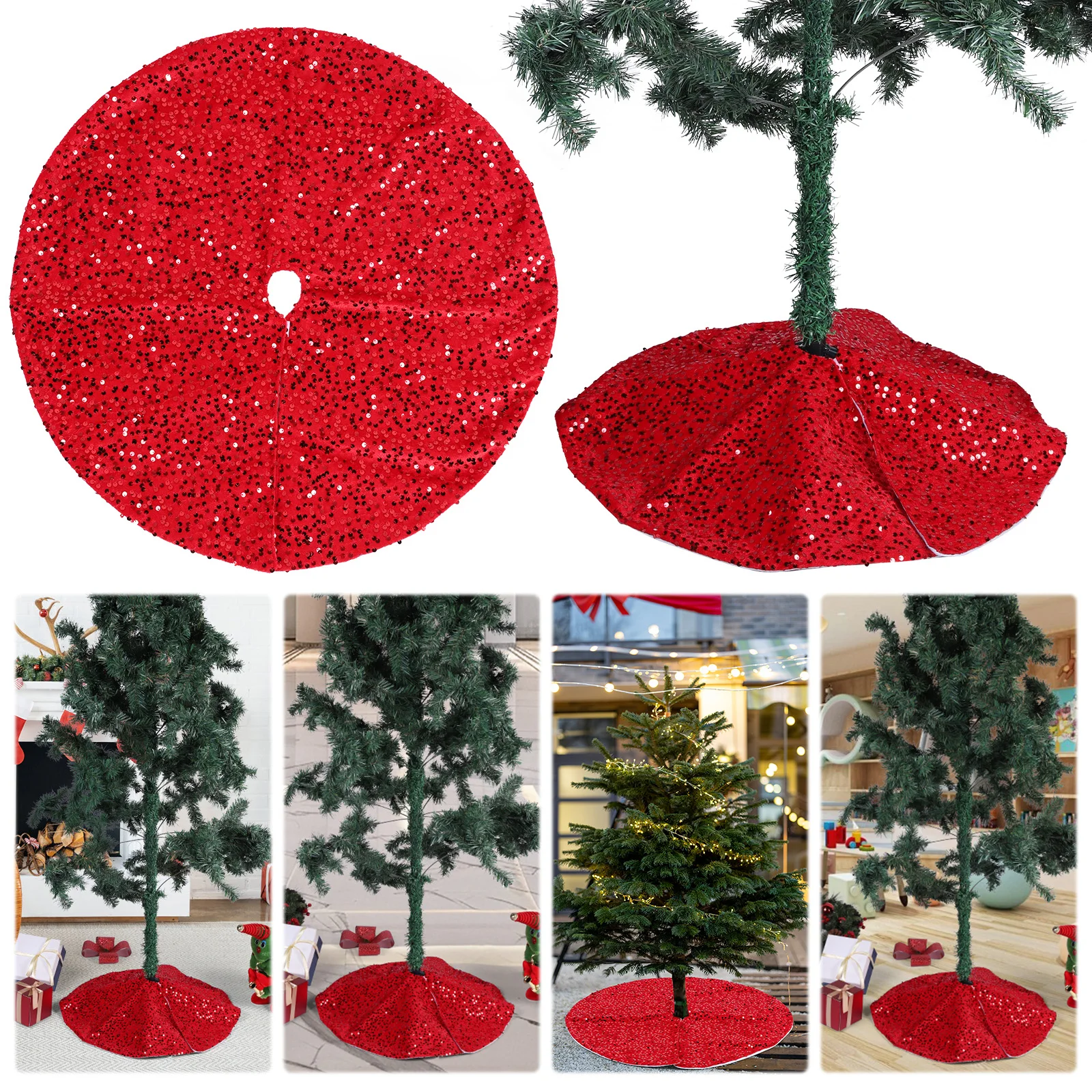 

Юбки из красного дерева с маленькими блестками. Сверкающая юбка из дерева с блестками. Маленькая юбка в виде дерева для вечеринки. Рождественские праздничные украшения для дома.