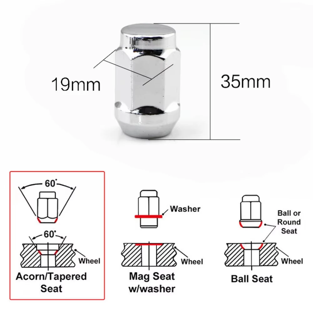 Universal Car Wheel Lug Nuts 35MM Alloy Anti-theft Wheel Lock Nuts M12*1.5 M12*1.25 Wheel Lug Nuts Car Accessories 16 20 24pcs