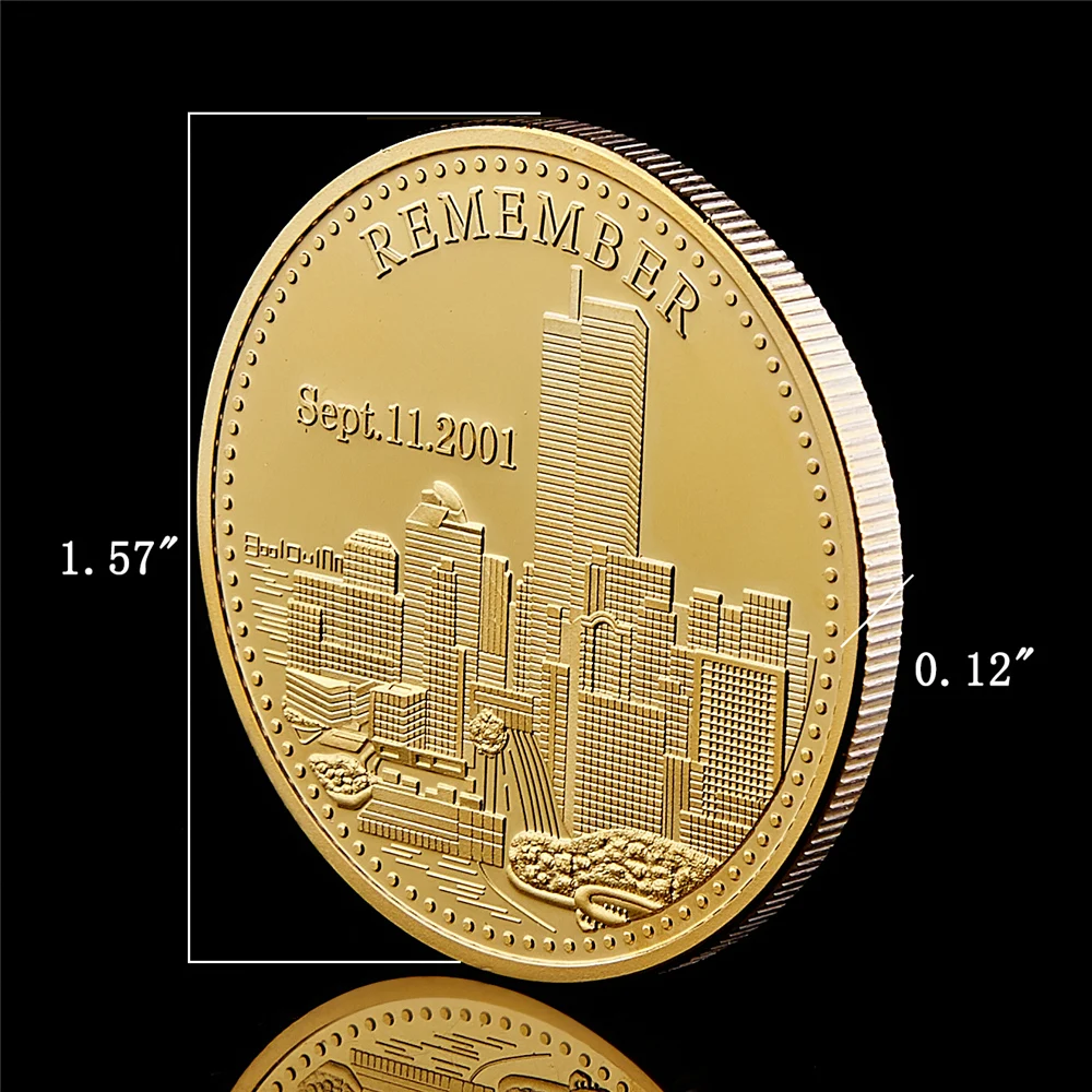 USA Freedom United We Stand 2001.9.11 Remember Attacks 1 World Trade Center Gold Recalling History Collectible Coin