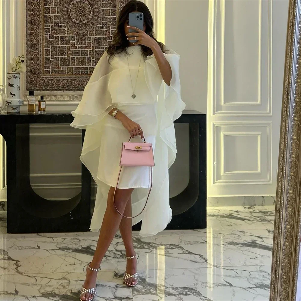 

Customized 8 جديد في فساتين Scoop Neck Puff Sleeve Orangza Formal Occasion Evening Gown Mecca سهره نسائيه فخمة