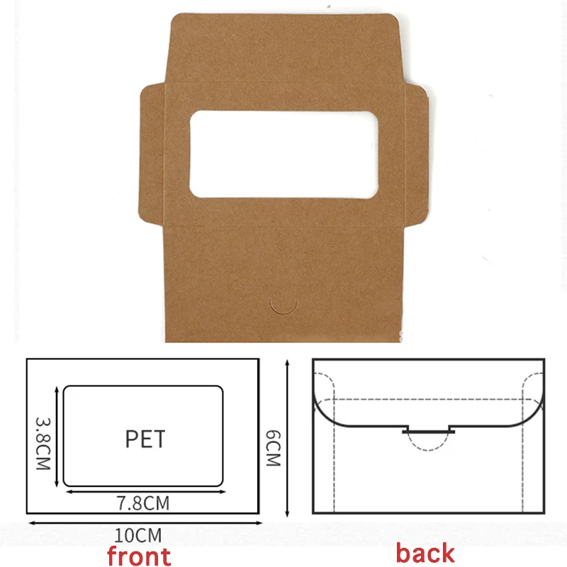 Sobres de almacenamiento para tarjetas postales, 100 piezas, 10x6cm, papel Kraft en blanco, Mini sobres de ventana, sobre de regalo