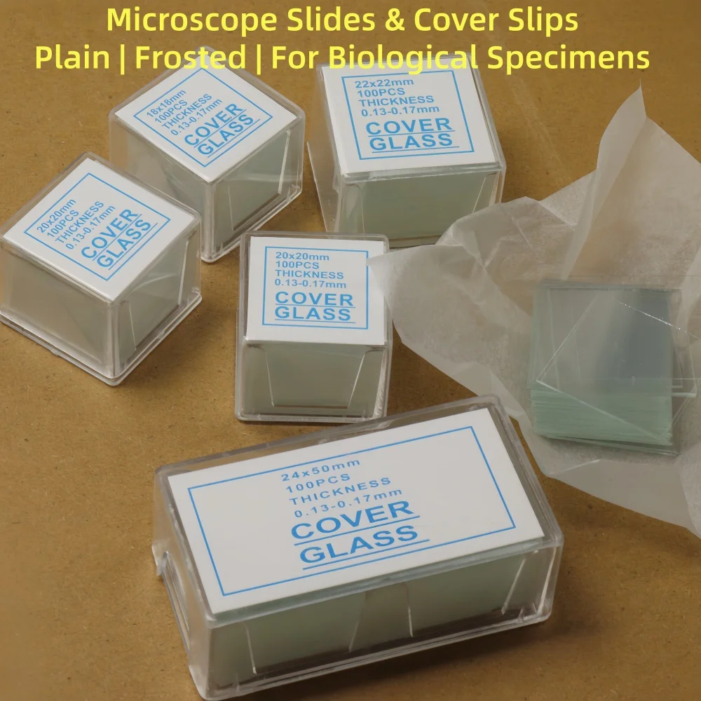 Microscope Cover Glass Slides 100pcs | Square Coverslips 18–24mm | Lab Optical Glass for Microscope & Education Use