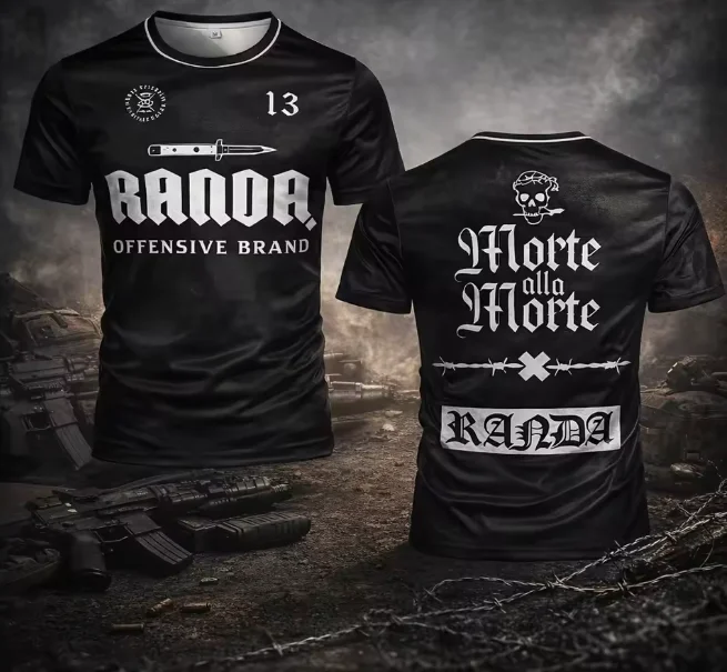 Randa Gothic Tactical T-Shirt Breathable Sportswear Unisex Combat Style Apparel Men Outdoor Crew Neck Short Sleeve Top