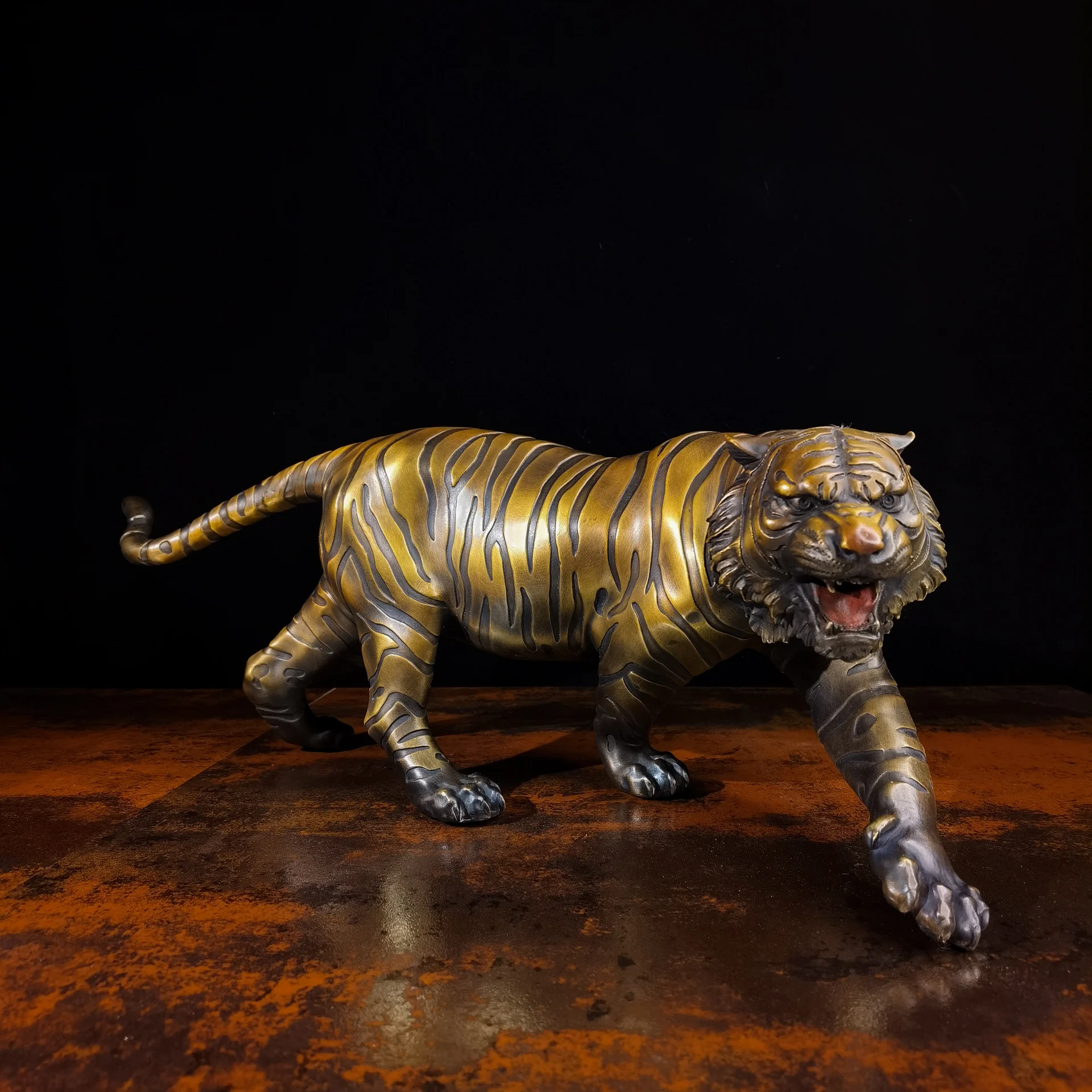 50cm large Limited Edition great master Original flash tiger bronze Sculpture home office business animal TOP Ornament