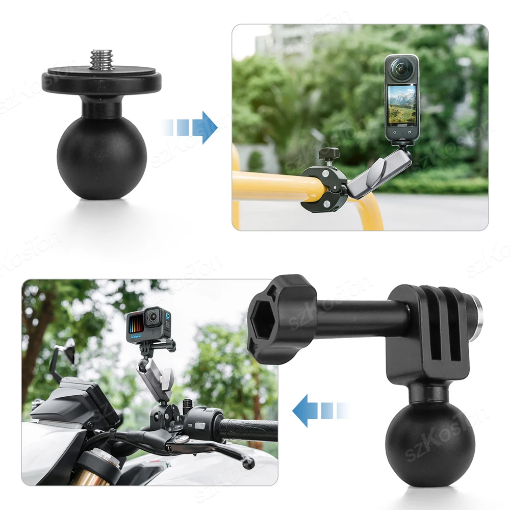 دراجة نارية المقود مرآة جبل ، قوس الدراجة ، حامل ل DJI oomo ، insta360 ، عمل الكاميرا ، اكسسوارات ل GoPro 12 ، 11 ، 10 ، 9 ، 8