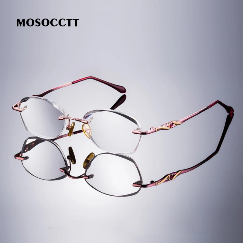 

Natural Crystal Stone Reading Glasses Woman Oval Rimless Readers Eyeglasses Vintage Presbyopic Hyperopia +1.0 +3.0 +4.0