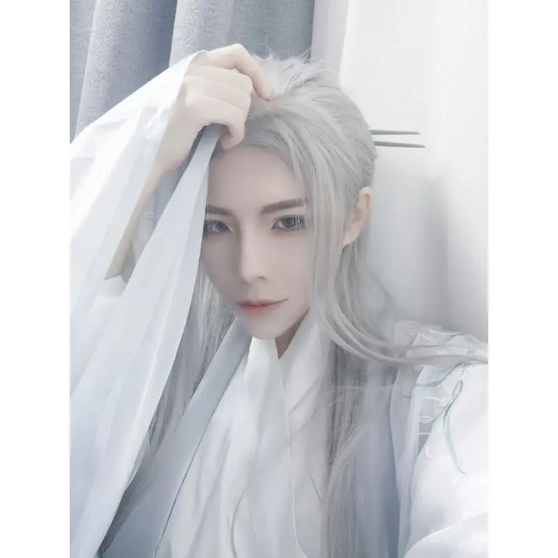 Men Hanfu Long Straight Hair Anime Cosplay Costume Japanese Anime Elf Prince Immortal Wigs Carnival Stage Performance Party view 3