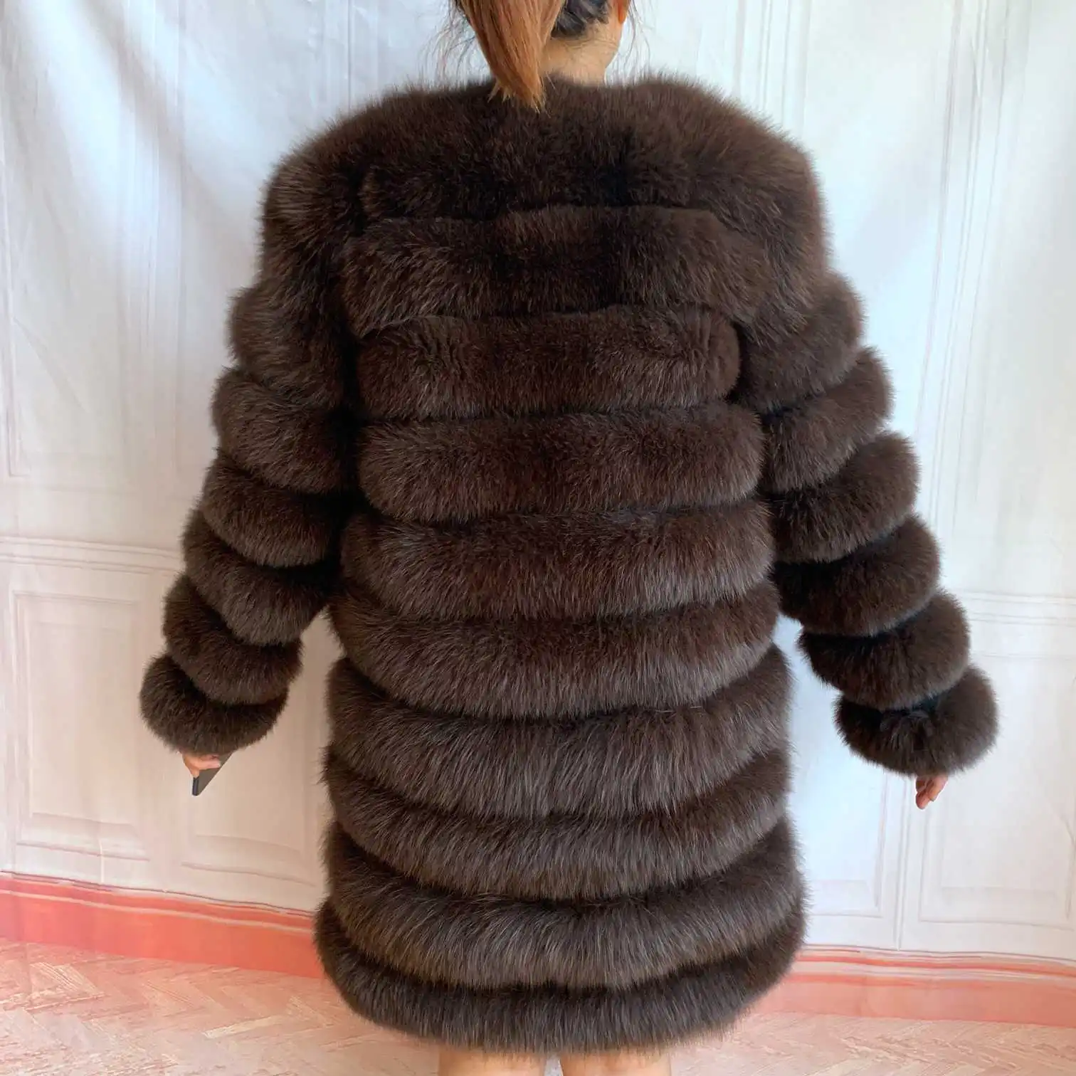 NEW 4in1 Real Fox Fur Long Coat Winter Coat for Women Jackets Vest Winter Outerwear Women Fox Fur Coat High Quality Fur Clothes
