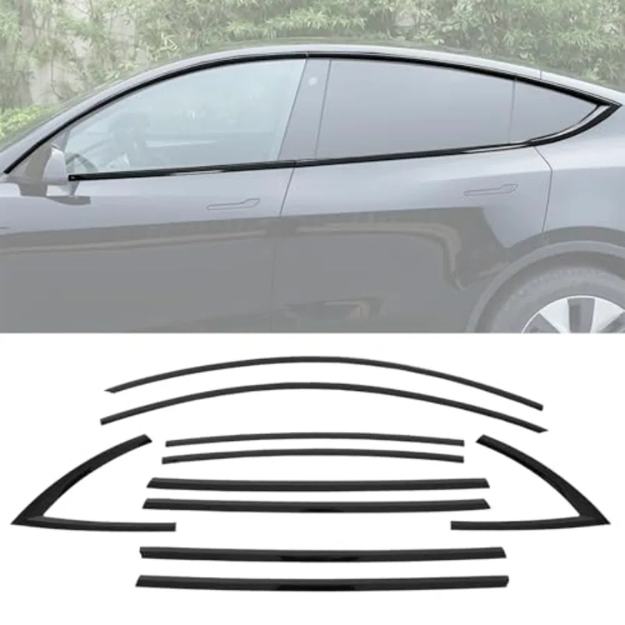 

Window Trim for Model Y 2017-2025: Stainless Steel Chrome Delete Kit ABS Black Glossy Finish 10pcs Blackout Trim Automotive Ext