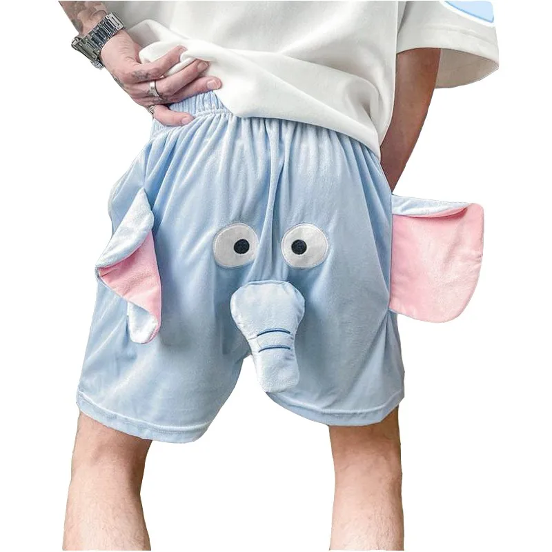 Summer New Cute Pig Flying Elephant Novelty Shorts Women And Men Or Boyfriend Loose Funny Nose Can Bark Shorts Lovers