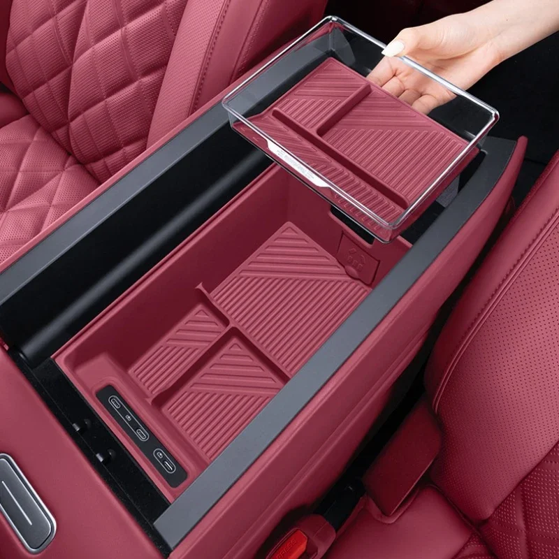 For NIO 2026 3th ES8 Dedicated Central Control Armrest Box Silicone Storage Box Organize Car Interior modification Accessories