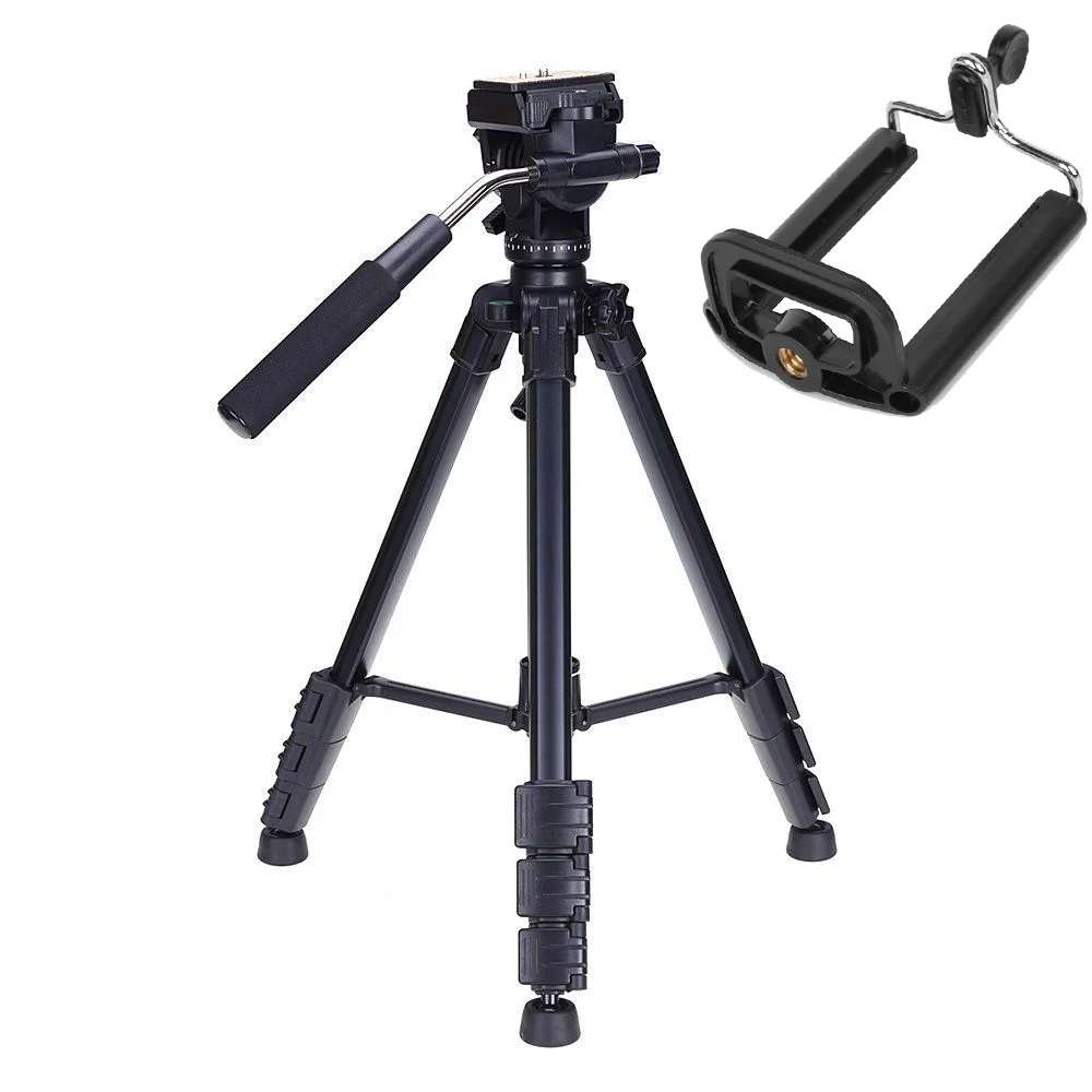 Photo YUNTENG VCT-691 Professional Aluminum Tripod with Pan Head Bag for DSLR video Camera phone telescope Phone Holder