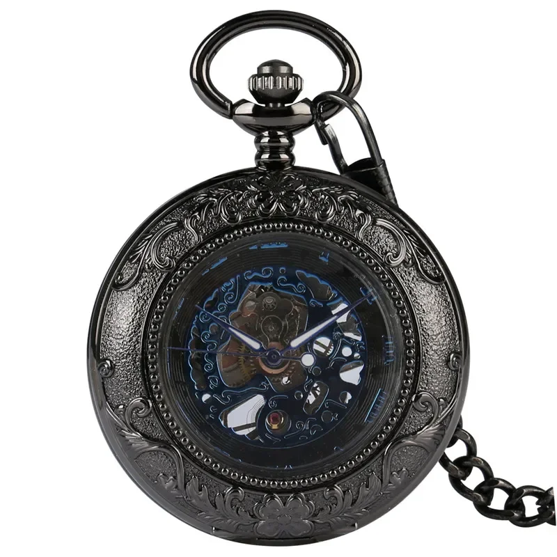 Antique Mechanical Hand Wind Poket Watch for Men Women Luminous Hands Roman Number Clock Fob Pendant Chain Timepiece