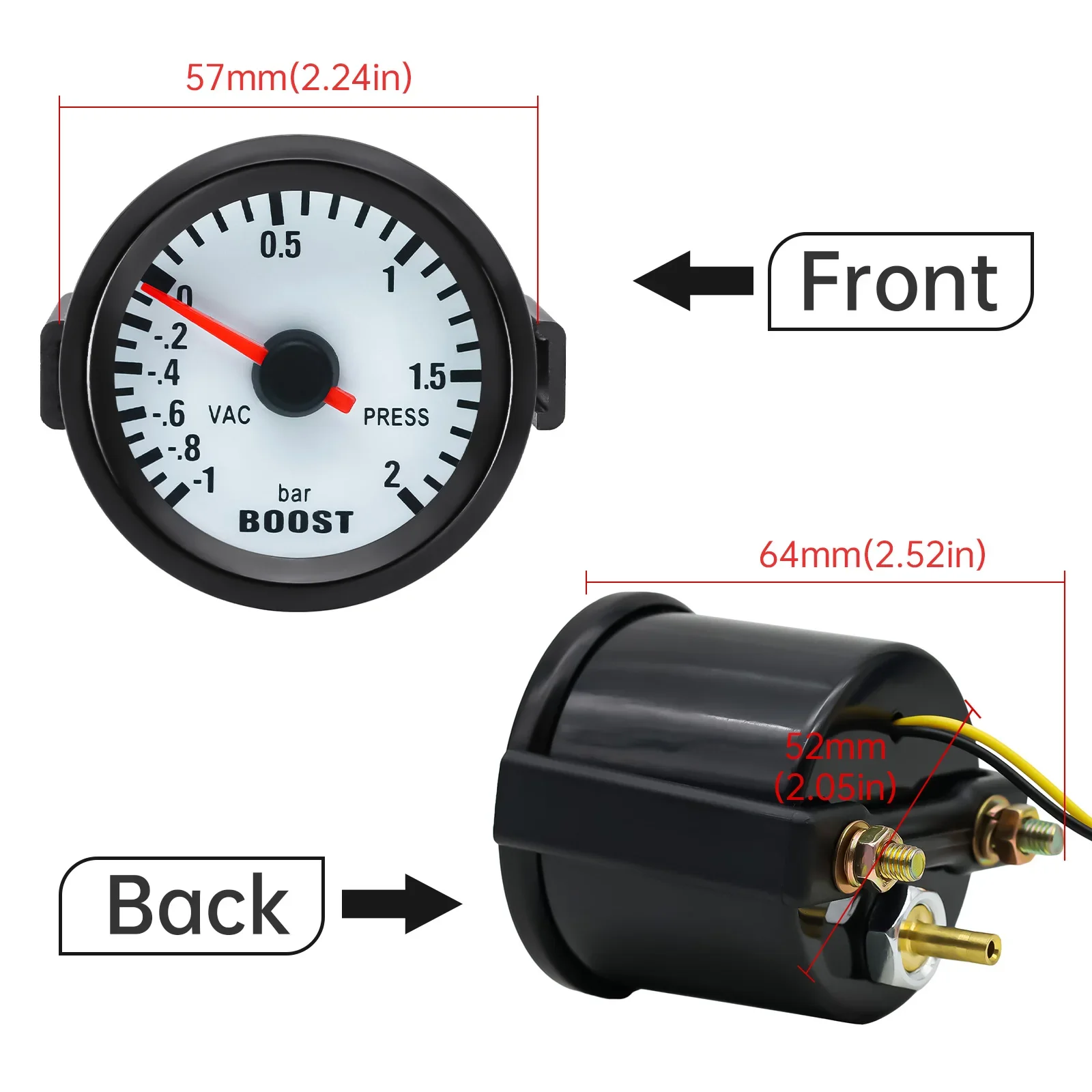 Car Pointer Racing Gauge Turbo Boost Air Fuel Gauge Turbo Pressure Gauge Water Temp Meter Tachometer Oil Temp Oil Press Gauge