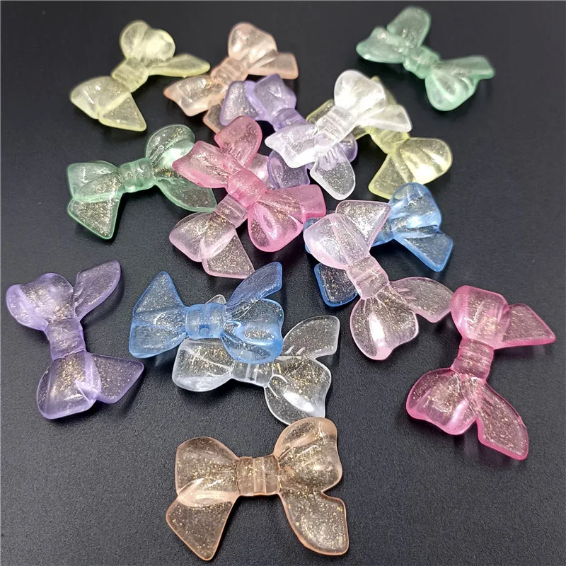 Luminous 10 Pieces/batch 33mm * 24mm Fine Flashing Fluorescent Bow DIY Necklace Bracelet Accessories Jewelry Accessories Acrylic