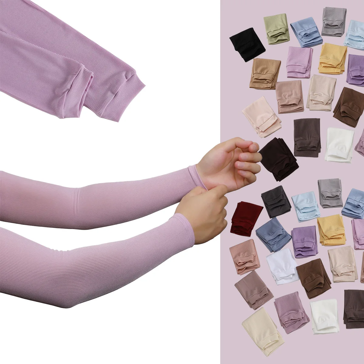 Simple Ice Silk Arm Sleeves Breathable Elastic Sunscreen Arm Guards Comfortable For Running Driving Outdoor Sports Solid Color