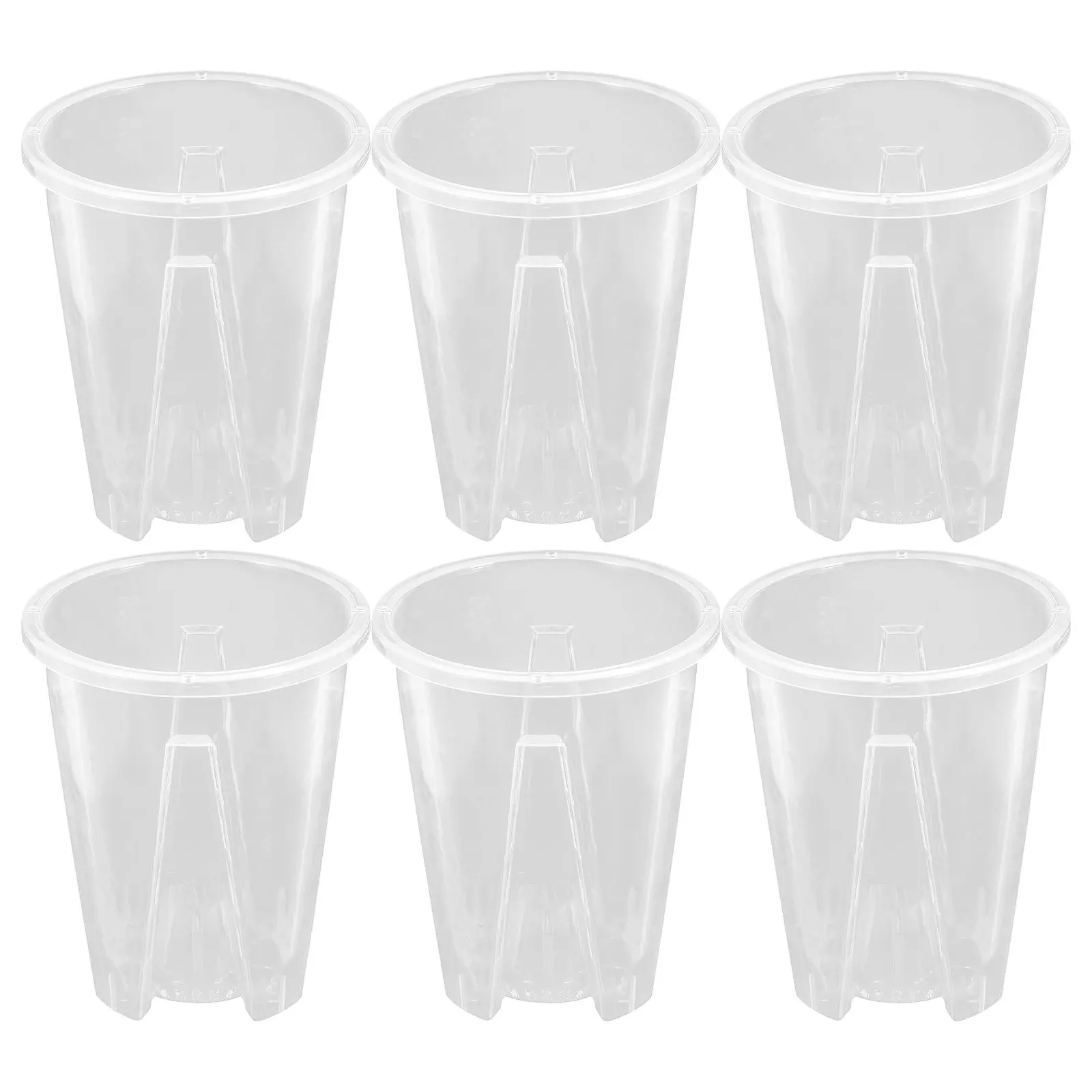 6Pcs Breathable Orchid Plastic Pots Clear Planters Plant Nursery Pot Ventilated Flower Holders Phalaenopsis Potting Containers