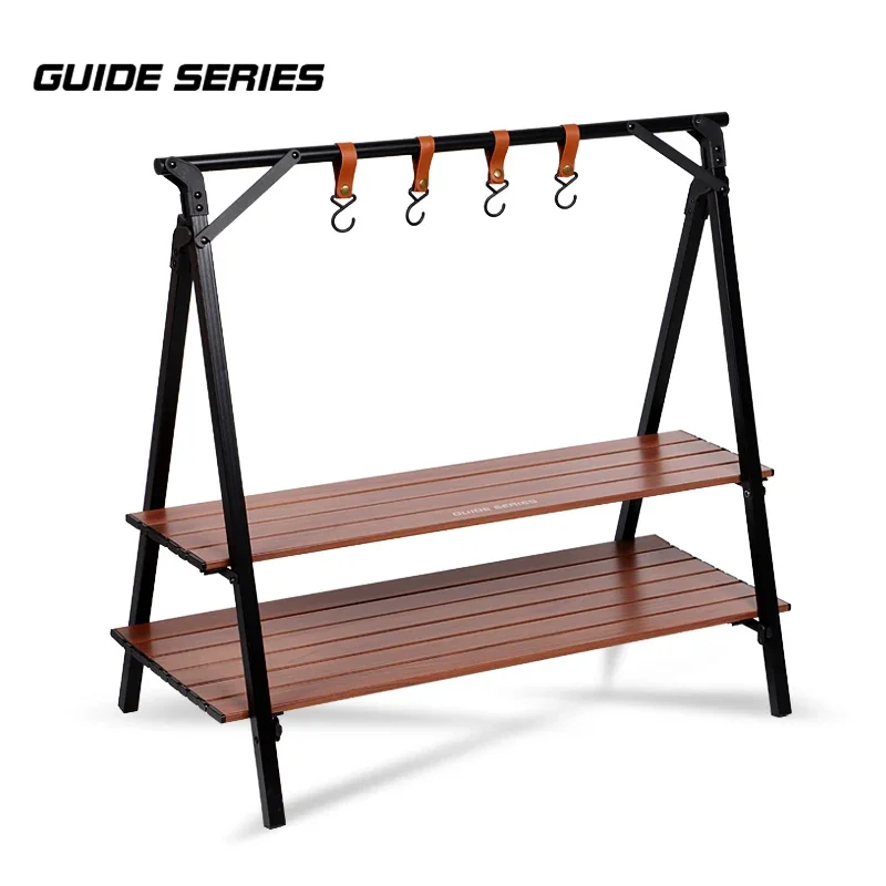 Outdoor Camping Storage Shelf Portable Folding Shelf Storage Rack Garden Stainless Steel Stand Camping Accessories