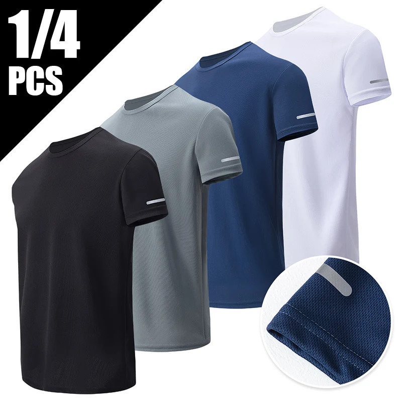 1/2/4 Pcs Men's Leisure Quick-drying Multicolor Short-sleeved Loose and Comfortable Plus Size Teenagers' Sports and Fitness Jack