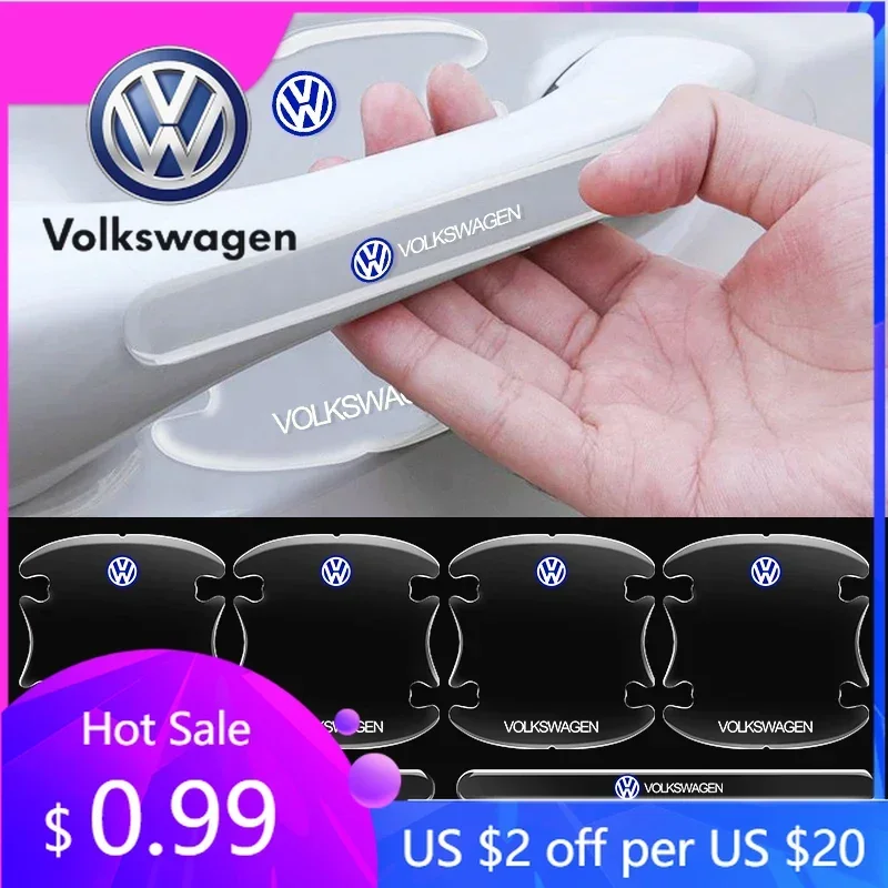 

For VW Volkswagen Jetta MK5 Golf Transparent Car Door Handle Protector Film Anti Scratch Stickers For Volkswagen VW Touran Beetl