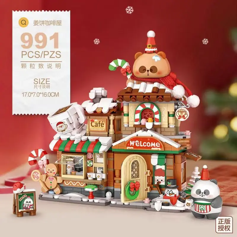 LOZ-bloques de construcción navideños, caja de regalo de juguete, Mini bloques Navida, rompecabezas de Navidad ensamblado de Año Nuevo, modelo de decoración 1223