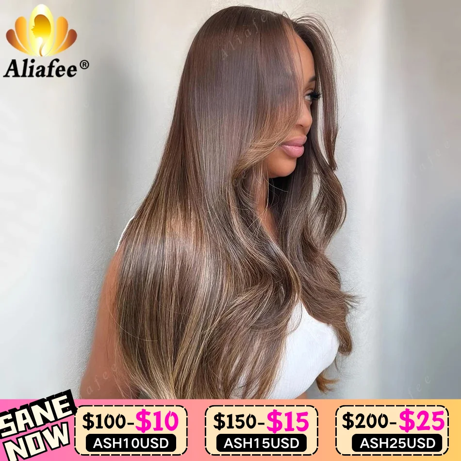 

Balayage Коричневый Блондин Выделите Объемная Волна 13X6 Парики Фронта Шнурка Человеческих Волос Прозрачный 13X4 Парик Фронта Шнурка Человеческих Волос для Женщин