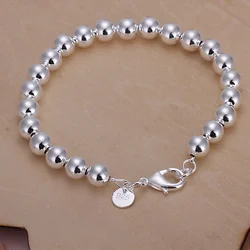 wholesale high quality fashion 925 Sterling Silver bracelet Jewelry charm 8MM chain bead Bracelets gifts for women wedding 20cm