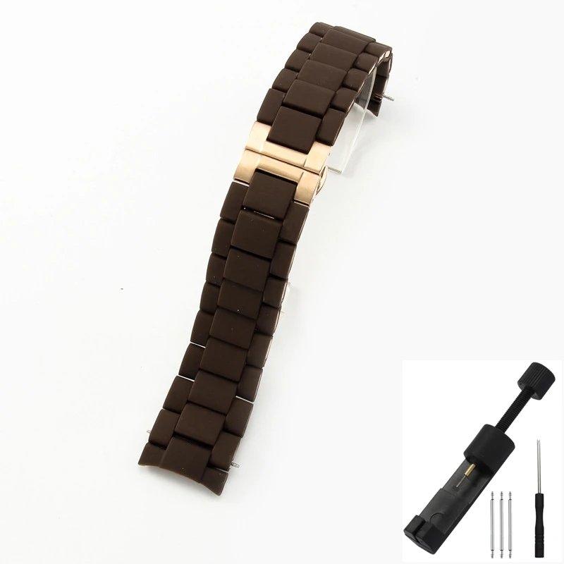 Correa de reloj para Emporio Armani AR5890 5891 5906 5905, pulsera de silicona con eslabones de acero inoxidable sólido, banda de 20mm y 23mm para hombre y mujer