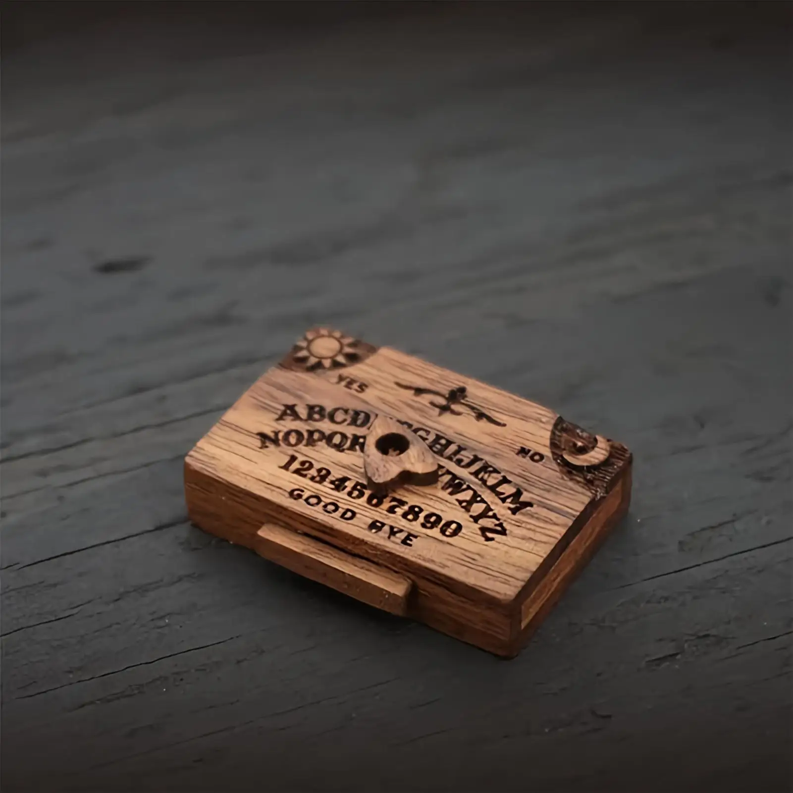 Retro Mini Ouija Board Retro Miniature Spirit Board With Drawer Wooden Miniatures with Planchettes Retro Centerpiece