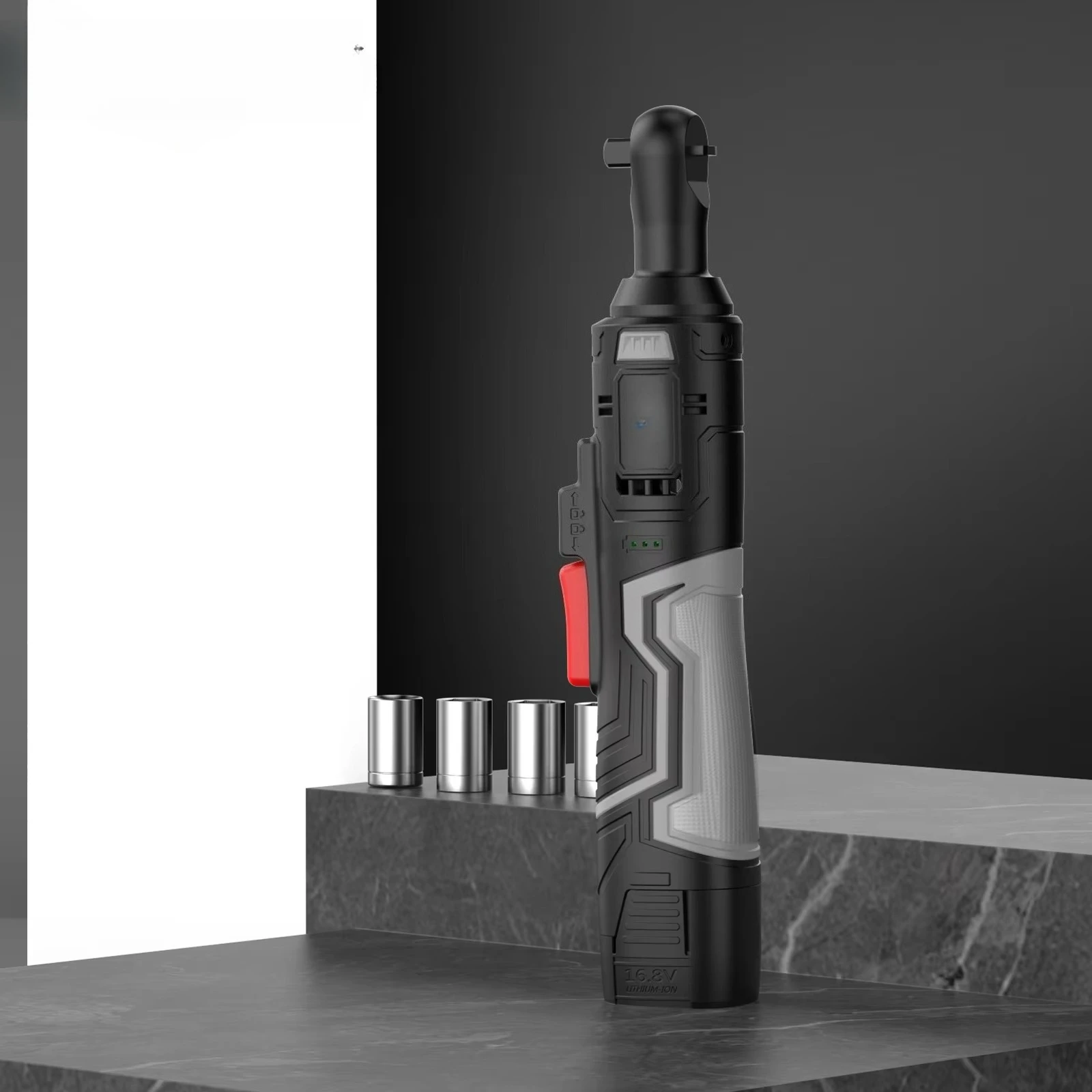 

Industrial Cordless Brushless Ratchet Wrench 3/8" 40 Ft. Lbs. 400 RPM 16V Electric Tool Kit with 2 Pack of 2.0Ah Batteries