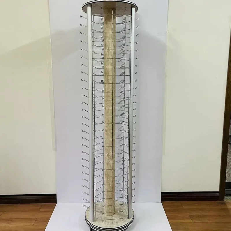 High-grade floor-to-ceiling rotating sunglasses display rack, movable aluminum alloy glasses display rack