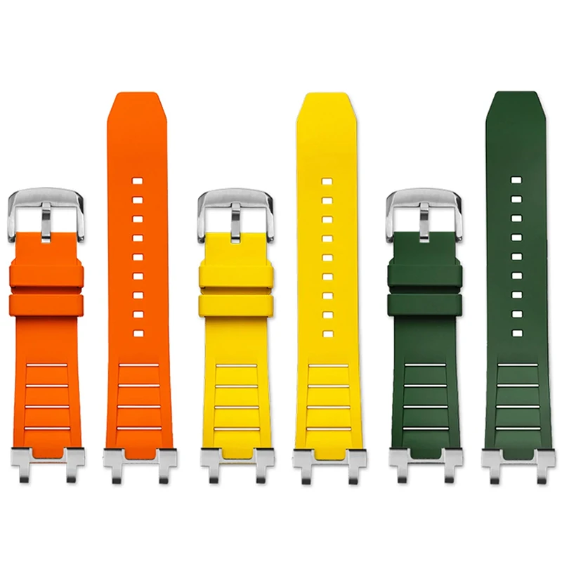 حزام مطاطي قابل للتنفس لـ G-SHOCK كاسيو الصلب القلب MTG-B1000 MTG B1000 تعديل فلورو المطاط حزام الساعات معصمه مقاوم للماء