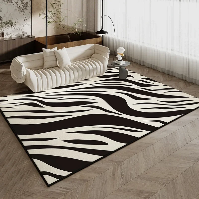 

Black White Stripes Non Slip Soft Carpet Comfortable Carpet for Living Room and Bedroom Machine Washable Rug
