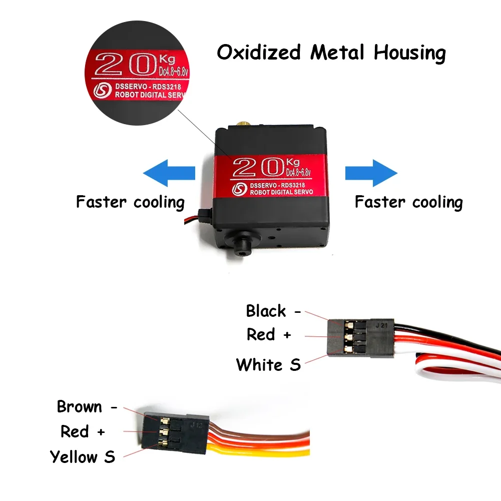 Digital Servo 20KG with U-shaped Bracket Copper Gear 180/270 Degree Angle Adjustable Waterproof Motor for RC Car Robot Toy #T3