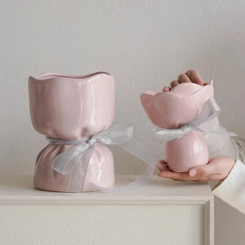 Emotional stabile Vase, Keramikvase, Wohnzimmerdekoration, Blumenarrangement, leichter Luxus, Retro-Dekoration